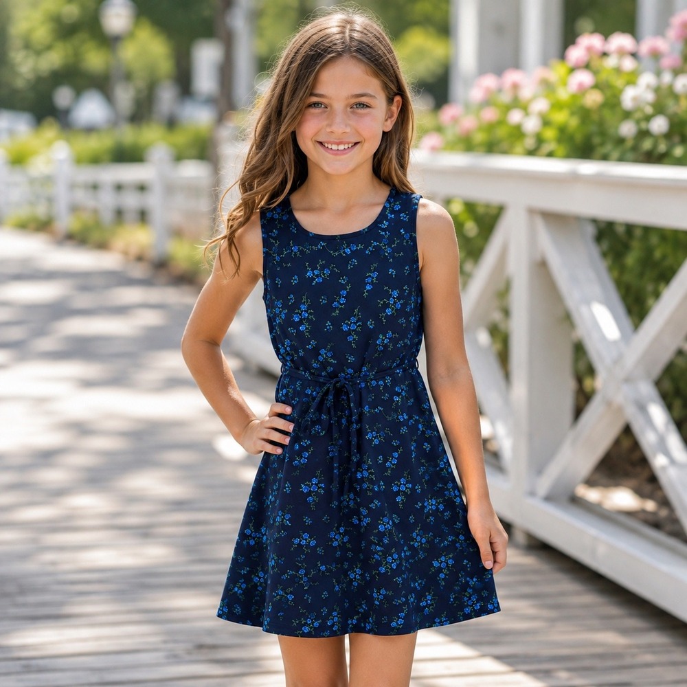 Speechless Kids Navy Blue Floral Rose Sleeveless Maxi Dress Size 10 C1025D05JR